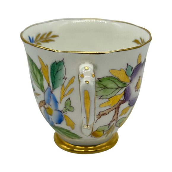 Royal Chelsea England Demitasse Cup & Saucer Set 385A Floral AOP Bone China EUC - Picture 4 of 10